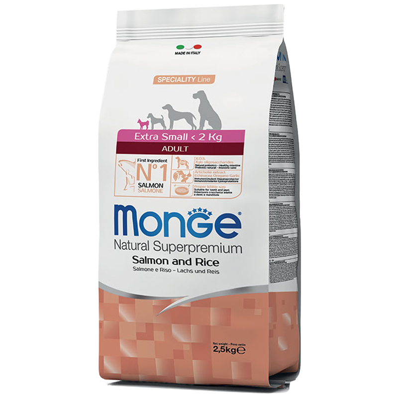 DOG MONGE ADULT 2.5KG EXTRA SMALL SALMONE E RISO