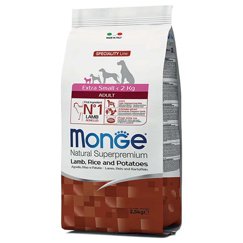DOG MONGE ADULT 800GR EXTRA SMALL AGNELLO RISO PAT