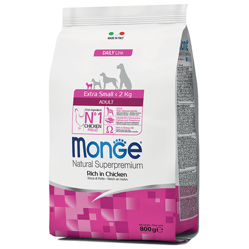 DOG MONGE ADULT 800GR EXTRA SMALL POLLO E RISO
