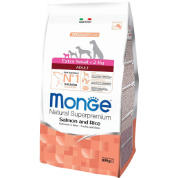 DOG MONGE ADULT 800GR EXTRA SMALL SALMONE E RISO