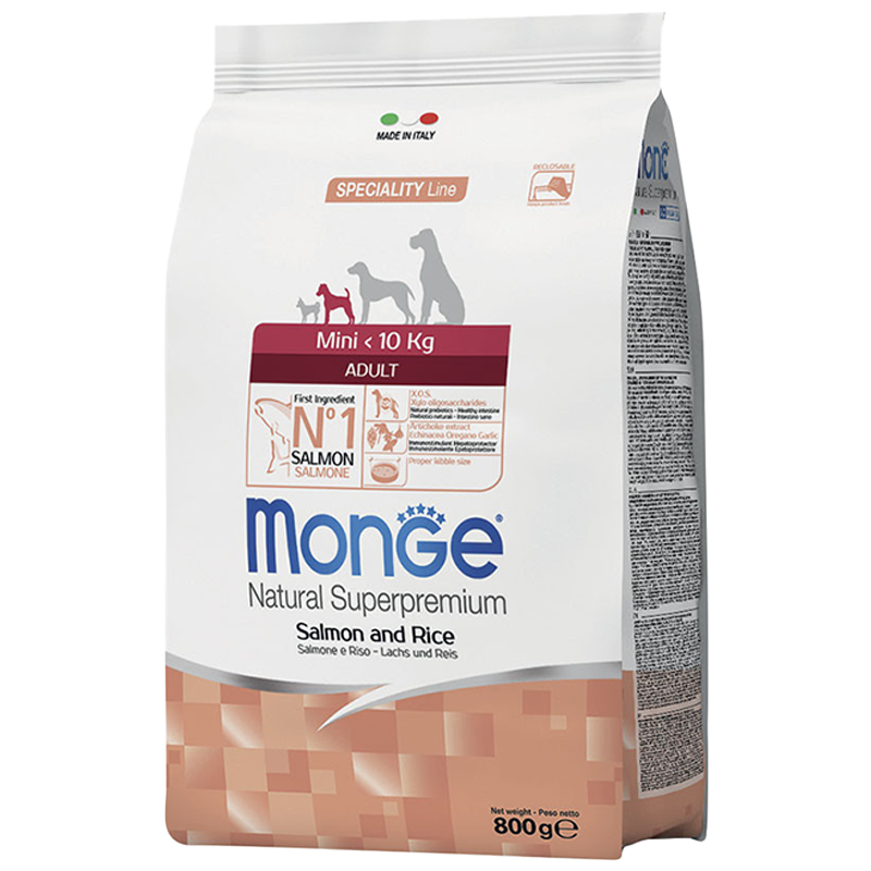 DOG MONGE ADULT 800GR MINI SALMONE E RISO