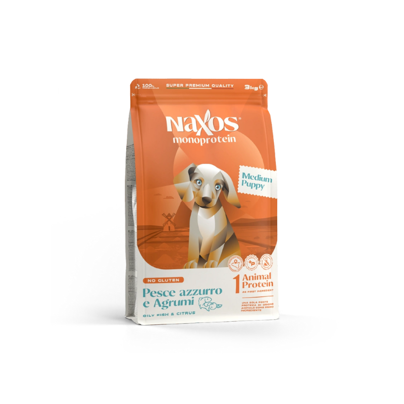 DOG NAXOS PUPPY 3KG MEDIUM PESCE AGRUMI