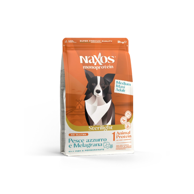 DOG NAXOS STERILIGHT 3KG MEDIUM/MAXI PESCE MELAGRANA