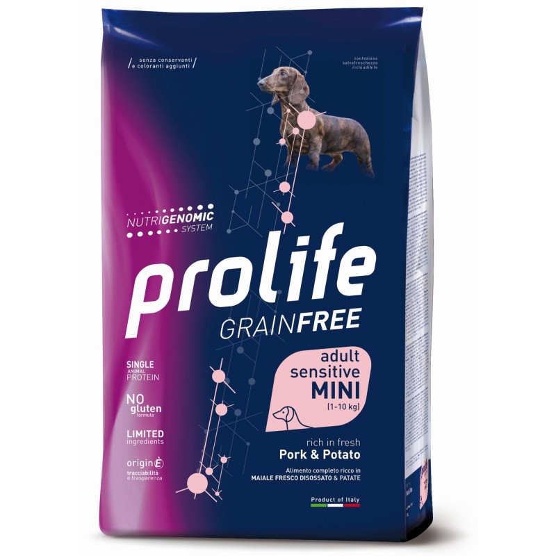 DOG PROLIFE ADULT GRAINFREE MAIALE/PATATE 2KG MINI