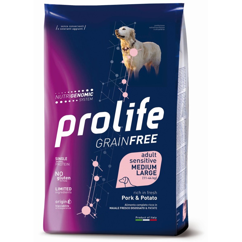DOG PROLIFE ADULT GRAINFREE MAIALE/PATATE 2,5KG ML