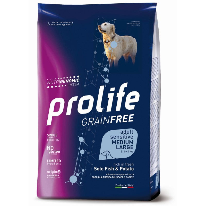 DOG PROLIFE GRAINFREE ADULT MED/LARGE SOGL/PAT.10KG