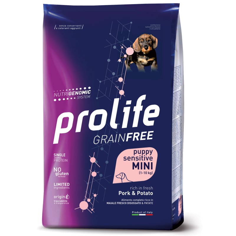DOG PROLIFE PUPPY GRAIN FREE MAIALE E PATATE 2KG MINI