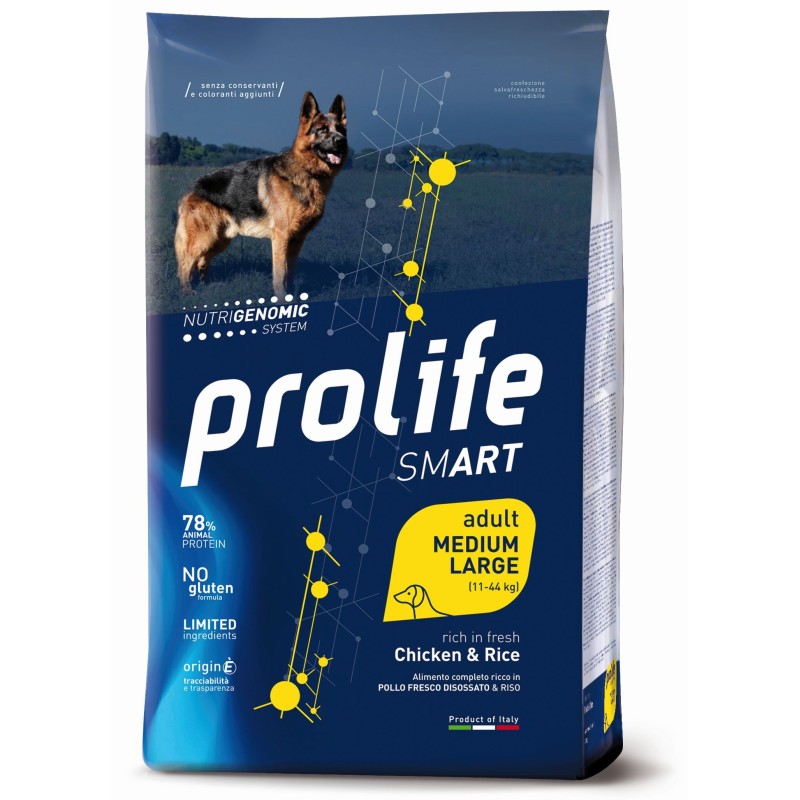 DOG PROLIFE SMART ADULT MED/LARGE POLLO RISO 12KG